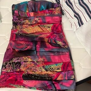 Snap strapless Ruched mini dress